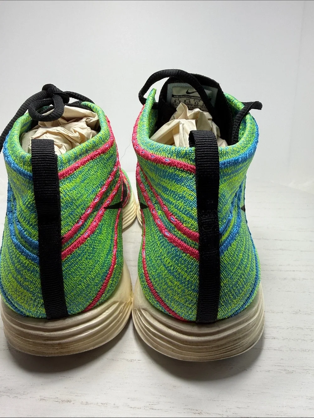 Nike Men's Flyknit Sneakers in Neon Green, Blue, Black